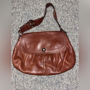 Coach Soho Brown Leather Pleated Flap Shoulder Bag